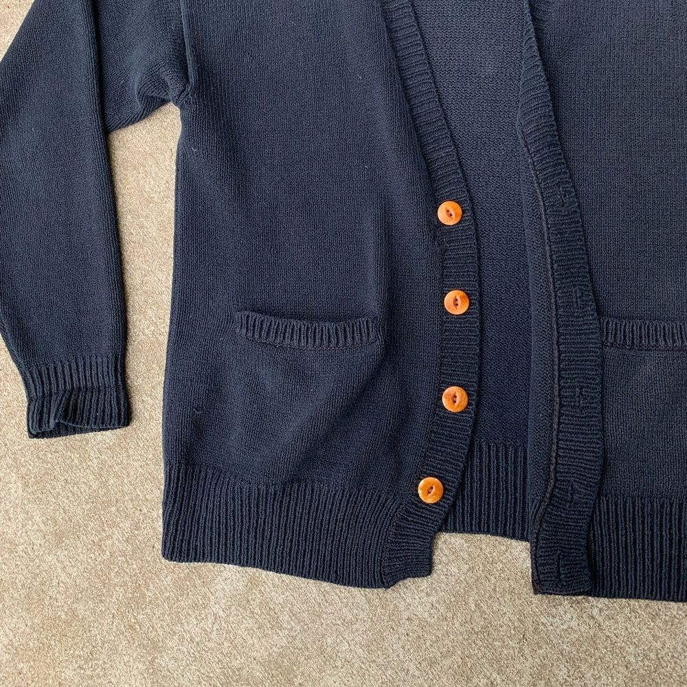 Early 90s Vintage Banana Republic Navy Blue Cotton Cardigan Sweater Large Mens - Picture 2 of 3